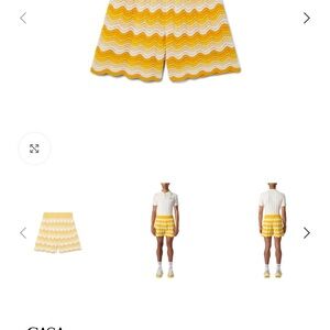 Yellow and White Men's Shorts